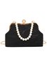 Elegant Imitation Pearl Beaded Handbag Clutch Bag with Detachable Crossbody Strap
