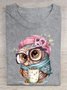 Funny Owl Printed T-Shirt