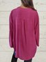 Plain Buttoned Loose Casual Blouse