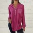 Plain Buttoned Loose Casual Blouse