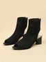 Minimalist Breathable Mesh Fabric Peep Toe Chunky Heel Boots