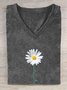 Loose Casual Floral Cotton-Blend T-Shirt