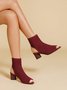 Minimalist Breathable Mesh Fabric Peep Toe Chunky Heel Boots