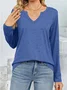 Notched Plain Loose Casual T-Shirt