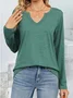 Notched Plain Loose Casual T-Shirt