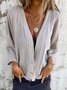 Casual Loose V Neck Buckle Blouse