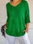 Yarn/Wool Yarn Casual V Neck Plain Sweater