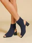 Minimalist Breathable Mesh Fabric Peep Toe Chunky Heel Boots