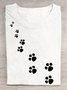 Casual Dog Paw Print T-Shirt