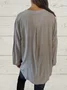 Plain Buttoned Loose Casual Blouse