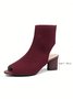 Minimalist Breathable Mesh Fabric Peep Toe Chunky Heel Boots