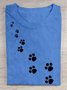 Casual Dog Paw Print T-Shirt