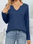 Notched Plain Loose Casual T-Shirt
