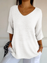 Yarn/Wool Yarn Casual V Neck Plain Sweater