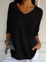 Yarn/Wool Yarn Casual V Neck Plain Sweater