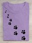 Casual Dog Paw Print T-Shirt