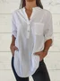 Plain Buttoned Loose Casual Blouse