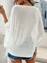 Plain Loose Yarn/Wool Yarn Dolman Sleeve Casual Blouse