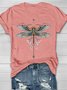 Loose Crew Neck Dragonfly Casual T-Shirt