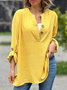 Loose V Neck Casual Plain Sweatshirt