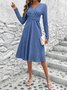 Casual Plain V Neck Loose Dress With No