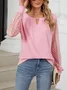 Casual Lace Plain Blouse