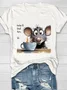 Funny Mouse Animal Short Sleeve Loose Crew Neck H-Line T-shirt