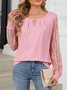 Casual Lace Plain Blouse