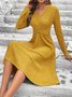 Casual Plain V Neck Loose Dress With No