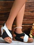 Casual Color Block Velcro Wedge Heel Sandals