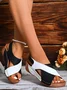 Casual Color Block Velcro Wedge Heel Sandals