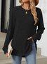 Crew Neck Casual Plain Loose Blouse