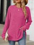 Crew Neck Casual Plain Loose Blouse
