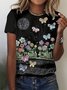 Jersey Casual Floral Loose T-Shirt