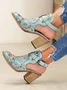 Vintage Floral Embroidered Studded Slingback Boots