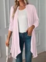 Knitted Casual Plain Kimono