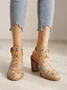 Vintage Floral Embroidered Studded Slingback Boots