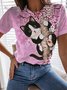 Jersey Crew Neck Casual Floral T-Shirt