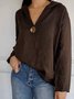 Hoodie Plain Casual Buckle Blouse