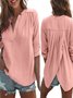 Plain Casual Shirt Collar Loose Blouse