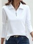 Loose Casual Plain Shawl Collar Blouse