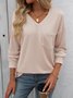 V Neck Loose Casual Striped T-Shirt