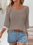 Abstract Graphic Casual Square Neck Blouse