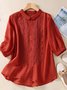 Cotton And Linen Plain Loose Casual Blouse