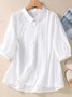 Cotton And Linen Plain Loose Casual Blouse