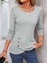Casual Regular Fit Plain Buckle T-Shirt
