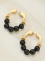 1pair Elegant Beaded Hoop Earrings