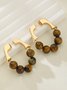 1pair Elegant Beaded Hoop Earrings