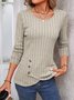Casual Regular Fit Plain Buckle T-Shirt