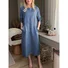 Cotton Crew Neck Casual Loose Dress With No